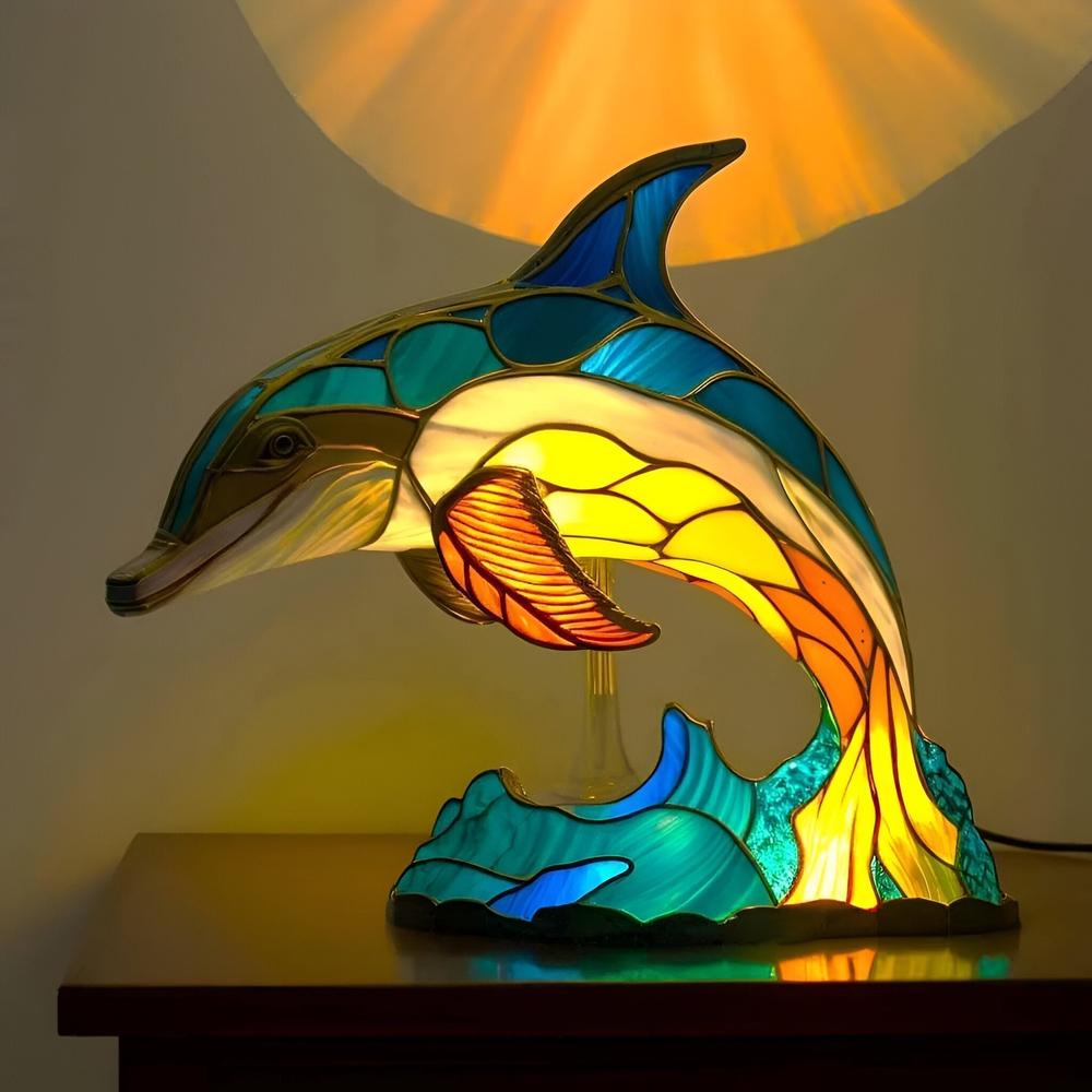 Lampa witrażowa - Czarujący delfin Cleo
