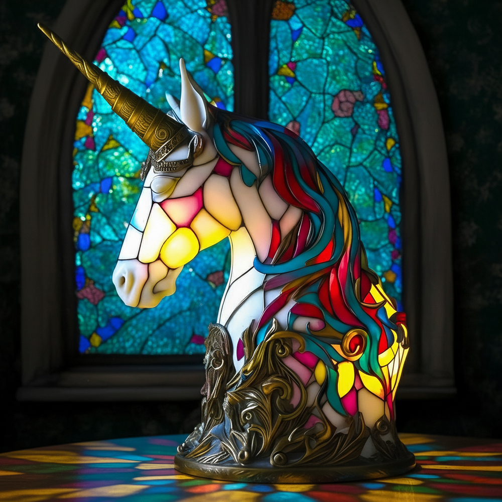 Lampa witrażowa - Czarujący jednorożec Luna