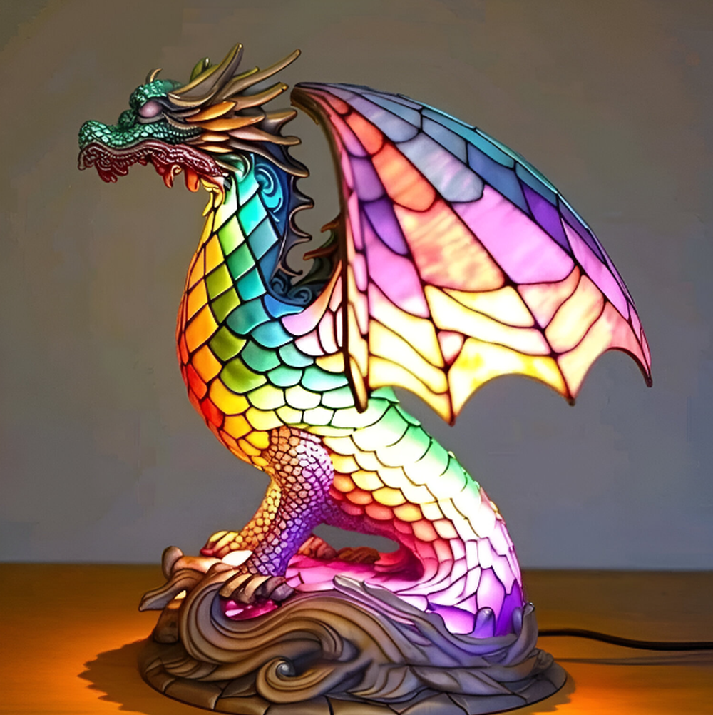 Lampa witrażowa - Czarujący smok Wammes