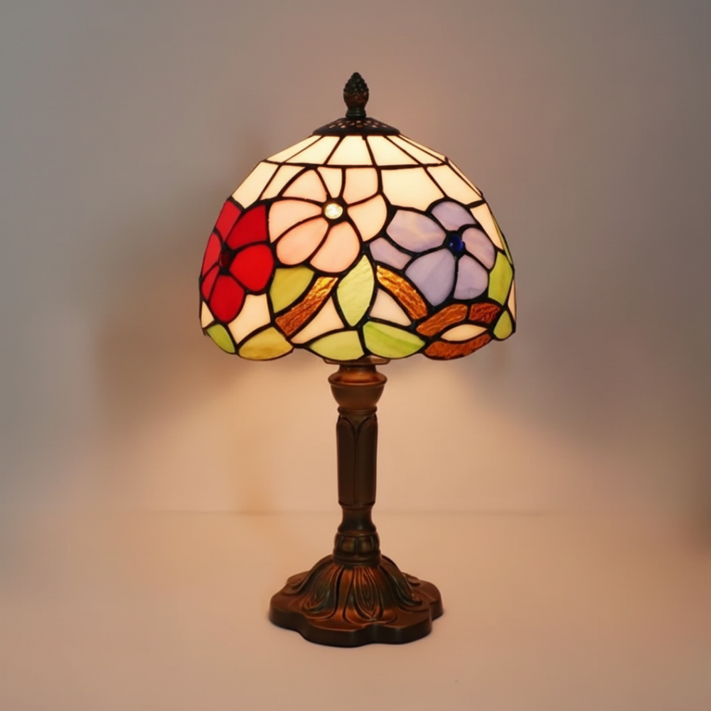 Lampa stołowa witrażowa - Prato Rosy