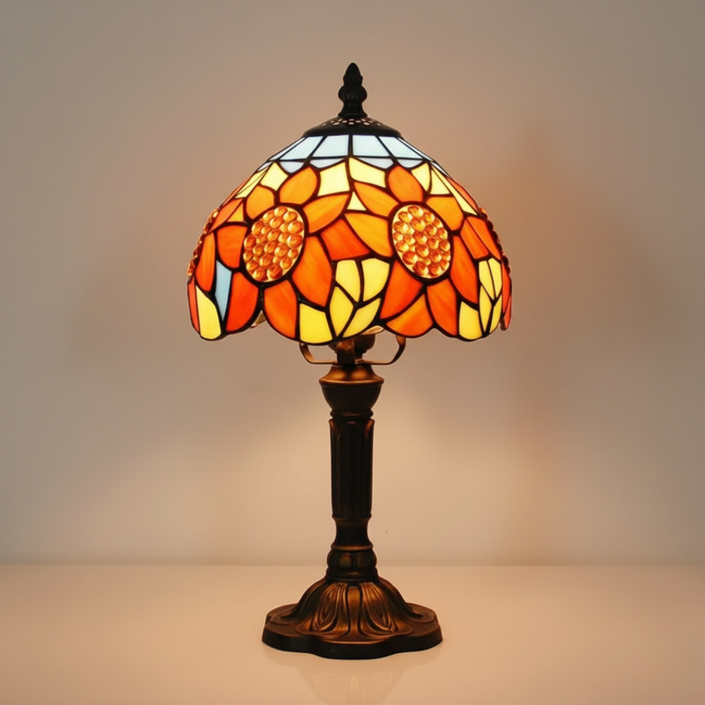 Lampa stołowa witrażowa - Słoneczniki