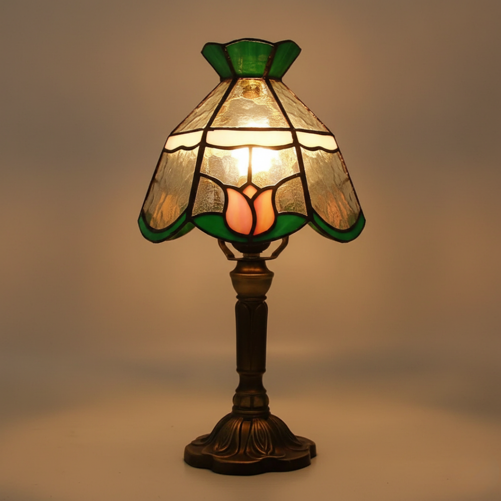 Lampa stołowa witrażowa - Tajemnicza róża