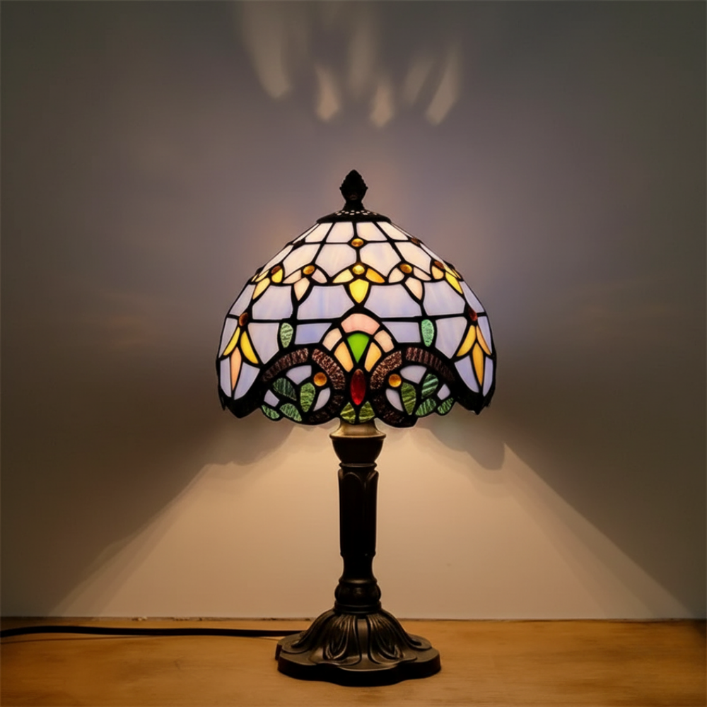 Lampa stołowa witrażowa - Tajemniczy barok