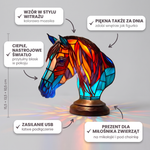 Lampa witrażowa - Czarujący koń Nova - cechy i wymiary