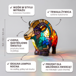 Lampa witrażowa - Czarująca koza Jip - cechy i wymiary