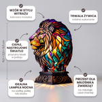 Lampa witrażowa - Czarujący lew Leon - cechy i wymiary