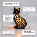Lampa witrażowa - Olśniewający nocny kot - cechy i wymiary