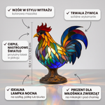 Lampa witrażowa - Czarujący kogut Ollie - cechy i wymiary