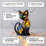 Lampa witrażowa - Kot pełen wdzięku - cechy i wymiary