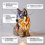 Lampa witrażowa - Siedzący husky - cechy i wymiary