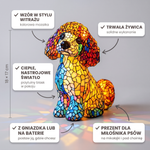 Lampa witrażowa - Siedzący pudel - cechy i wymiary