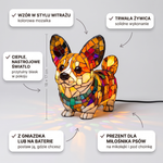 Lampa witrażowa - Olśniewający corgi - cechy i wymiary