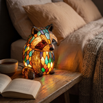 Lampa witrażowa - Zachwycający szop pracz Jackie - lampka nocna w sypialni