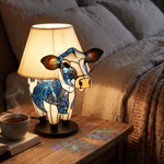 Lampa witrażowa - Czarująca krowa Holstein - lampka nocna w sypialni