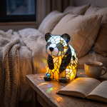 Lampa witrażowa - Czarująca panda Kloffie - lampka nocna w sypialni