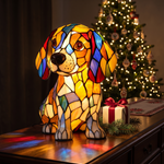 Lampa witrażowa - Siedzący beagle - prezent pod choinkę