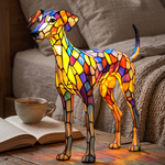 Lampa witrażowa - Chart polski - lampka nocna w sypialni