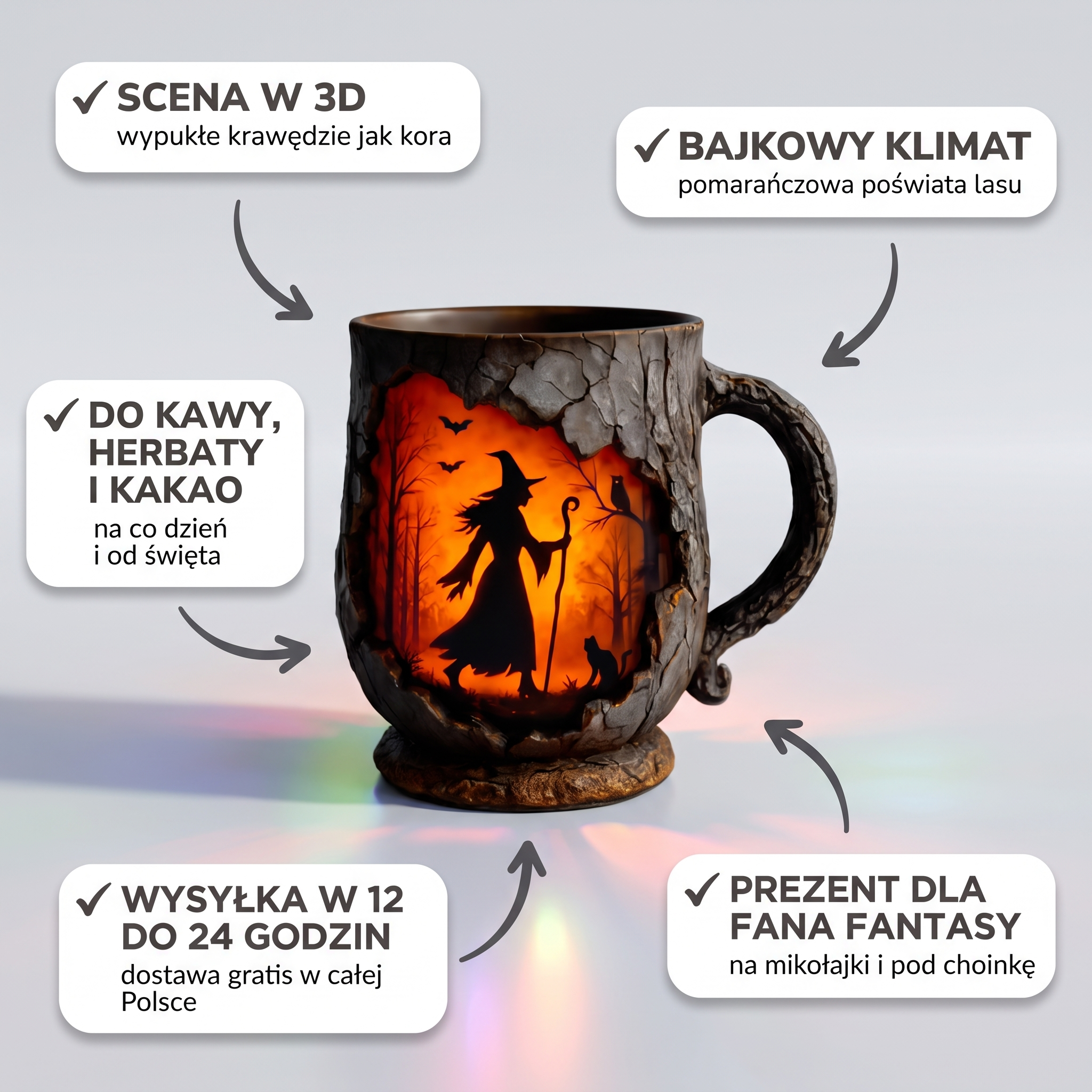 Kubek 3D dla fana fantasy - Edycja Czarownica - najważniejsze cechy