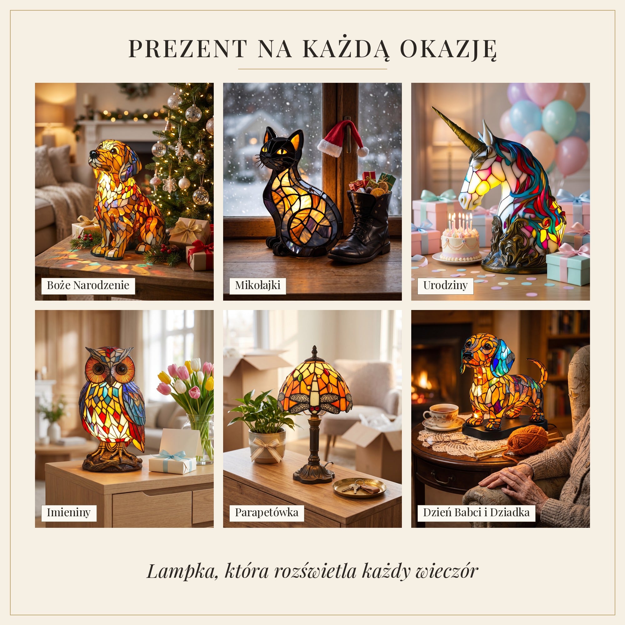 Lampa witrażowa na prezent na każdą okazję