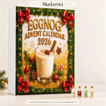 Kalendarz adwentowy z ozdobnymi miniaturami butelek – Eggnog – opakowanie kalendarza z trójwymiarowymi, dekoracyjnymi miniaturami butelek.