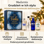 Kalendarz adwentowy z ozdobnymi miniaturami butelek – wódka – dekoracyjne miniatury butelek, osobisty motyw, grudniowe niespodzianki i świąteczna aranżacja. Wręcz przed grudniem.