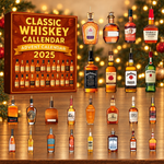 Kalendarz adwentowy z ozdobnymi miniaturami butelek – Classic Whiskey – widok produktu.