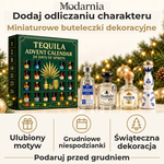 Kalendarz adwentowy z ozdobnymi miniaturami butelek – tequila, leśna zieleń – dekoracyjne miniatury butelek, osobisty motyw, grudniowe niespodzianki i świąteczna aranżacja. Wręcz przed grudniem.
