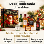 Kalendarz adwentowy z ozdobnymi miniaturami butelek – Spirit of Christmas – dekoracyjne miniatury butelek, osobisty motyw, grudniowe niespodzianki i świąteczna aranżacja.