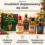 Kalendarz adwentowy z ozdobnymi miniaturami butelek – świąteczna whisky – dekoracyjne miniatury butelek, osobisty motyw, grudniowe niespodzianki i świąteczna aranżacja.