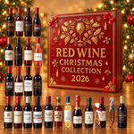 Kalendarz adwentowy z ozdobnymi miniaturami butelek – czerwone wino – widok produktu.