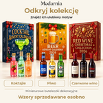 Odkryj kolekcję kalendarzy adwentowych z ozdobnymi miniaturami butelek: koktajle, piwo i czerwone wino. Wzory sprzedawane oddzielnie.